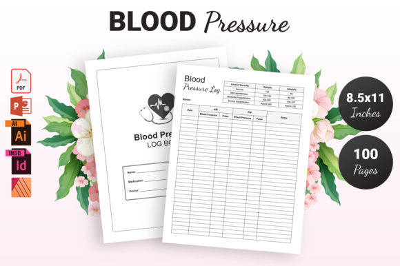Blood Pressure Log Book KDP Interior Design