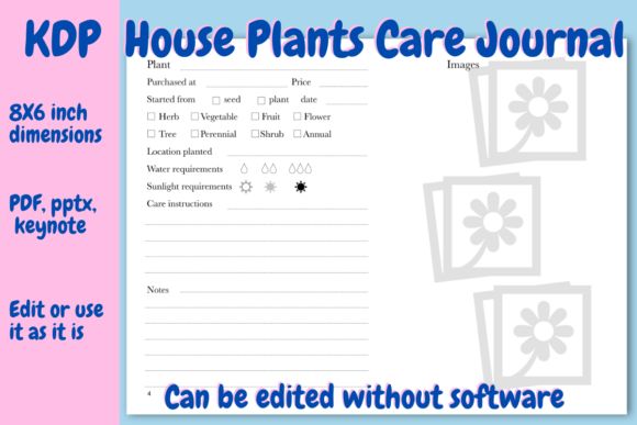 House Plants Care Journal for KDP: A Practical Guide to Editing and Publishing