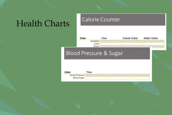 KDP Interior: Health Charts Tabular for Tracking