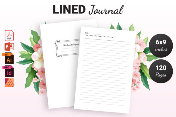 Lined Journal Decorated KDP Interior: 6x9 Custom Template