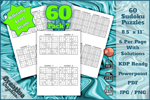 Sudoku 60 Puzzles Insane Pack 7: Print-Ready Assets