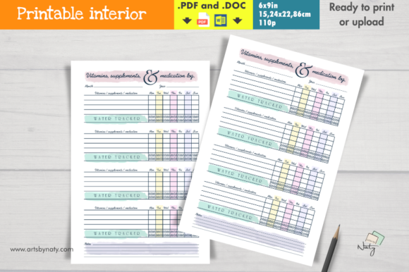 Transforming Health Routines with the Watercolor Vitamins and Supplements Logo Tracker